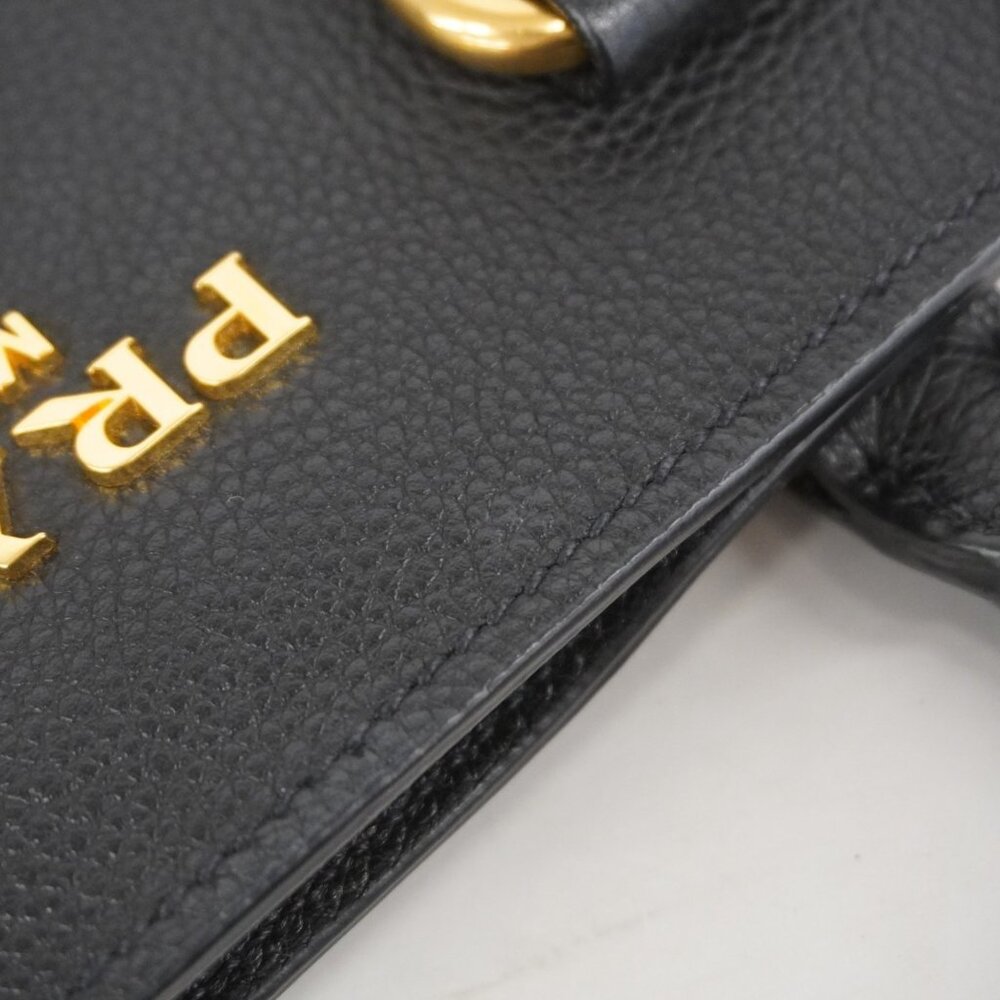 PRADA Black Leather Tote Bag with Gold Hardware - Picture 11 of 11